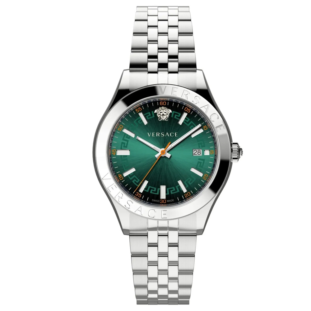 Versace Herren Armbanduhr Hellenyium Silber/Grün VEVK01021 Versace Herren Armbanduhr Hellenyium Silber/Grün VEVK01021