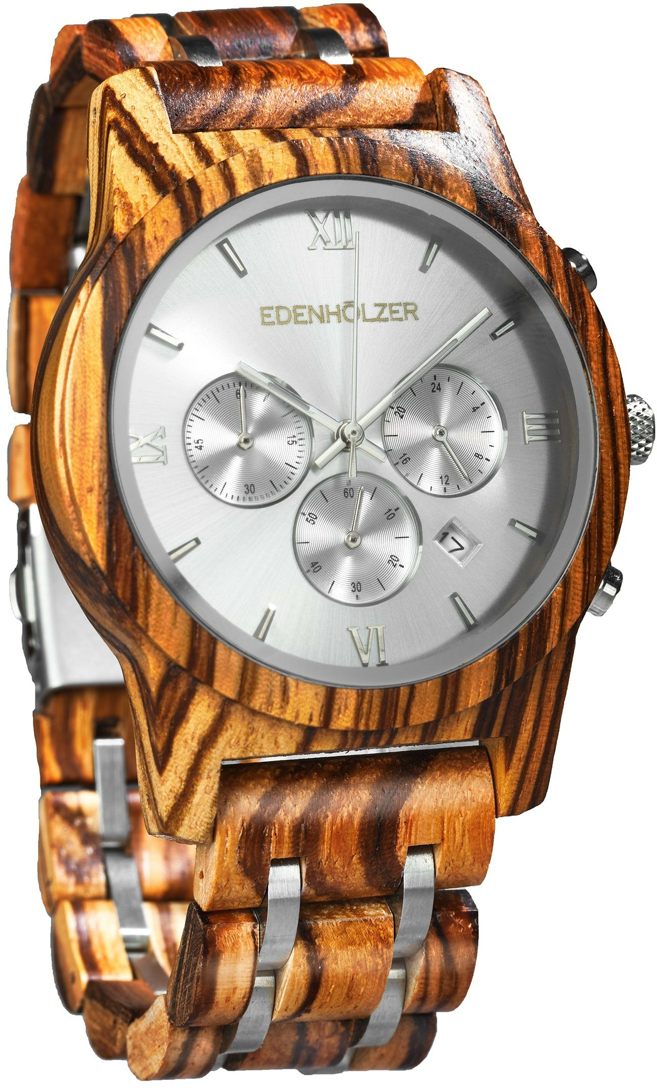 Edenhölzer Herren Armbanduhr Chronograph Hardlex Anegada Datumsanzeige – Bild 3