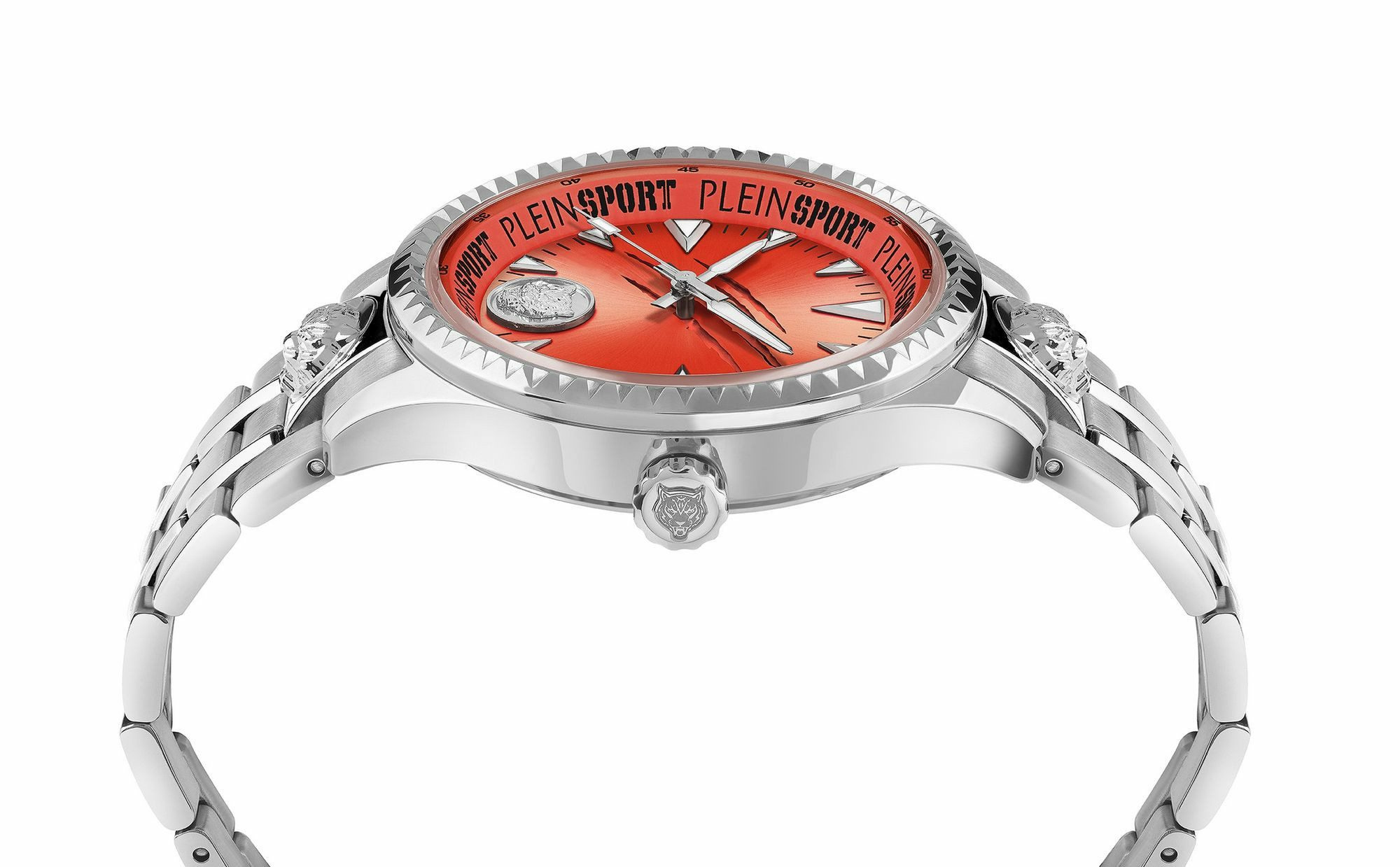 Plein Sport Herren Uhr LINEMAN PS5BA0724 Edelstahl Silber‑Orange 45 mm – Bild 3