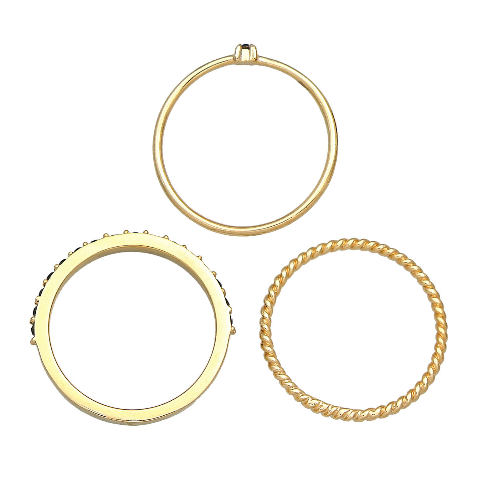 Ring Stapelring 3er Set 925 Silber, mit Kristallen von Swarovski® – Bild 2