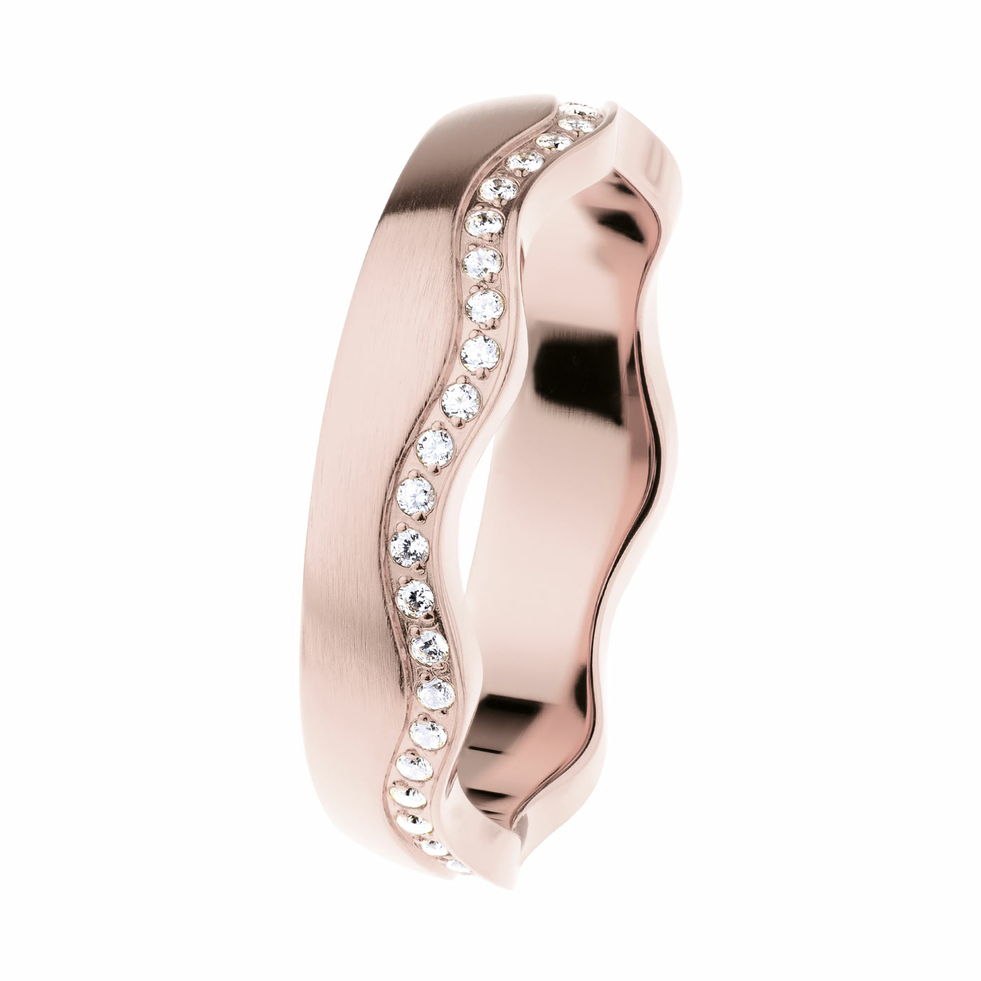 Ernstes Design Damen Wellenring mit Zirkonia Reihe Größe 57 Rosegold R580-57 Ernstes Design Damen Wellenring mit Zirkonia Reihe Größe 57 Rosegold R580-57