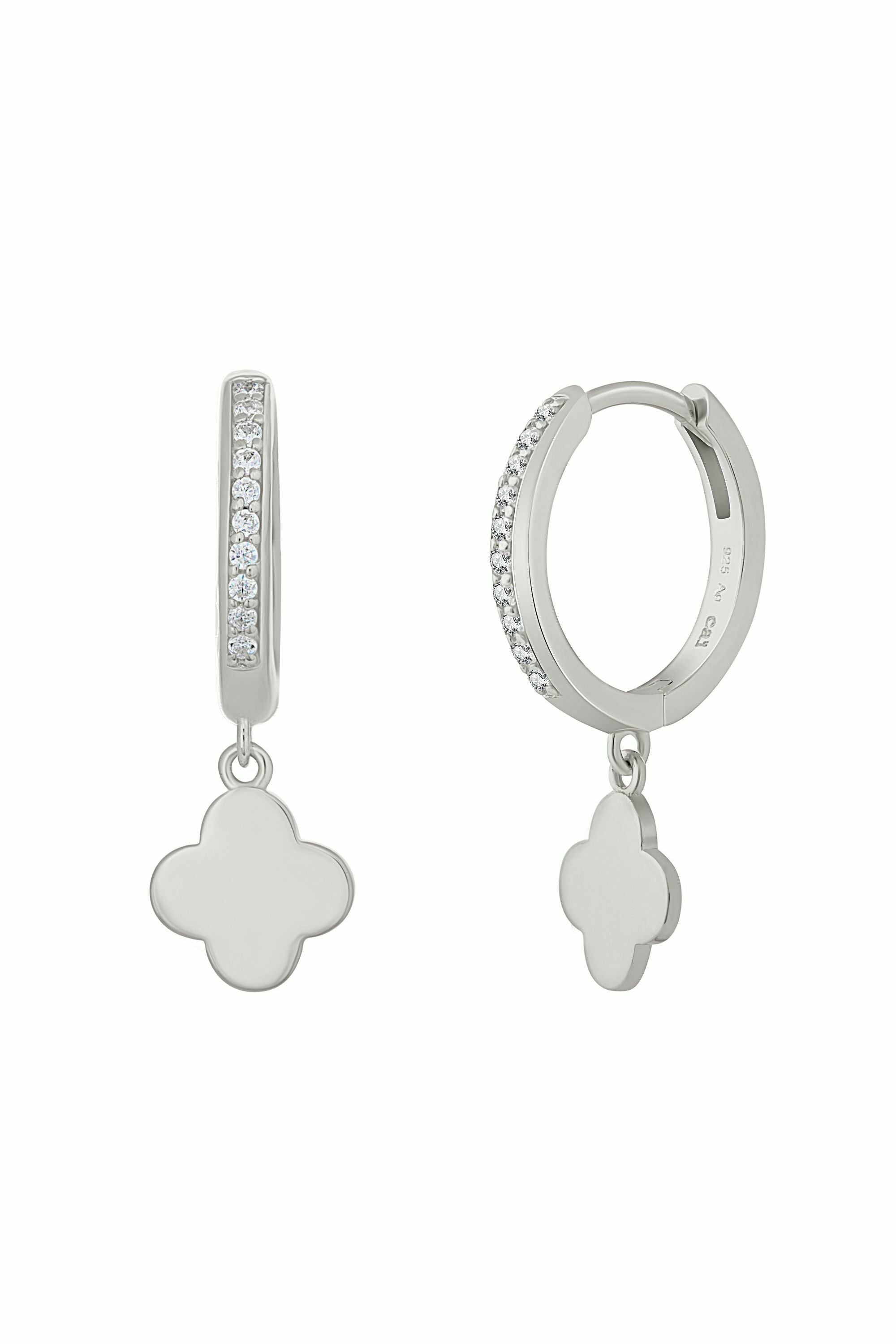 Creole 925 Sterling Silber rhodiniert Kleeblatt Zirkonia 41184942719070 – Bild 3