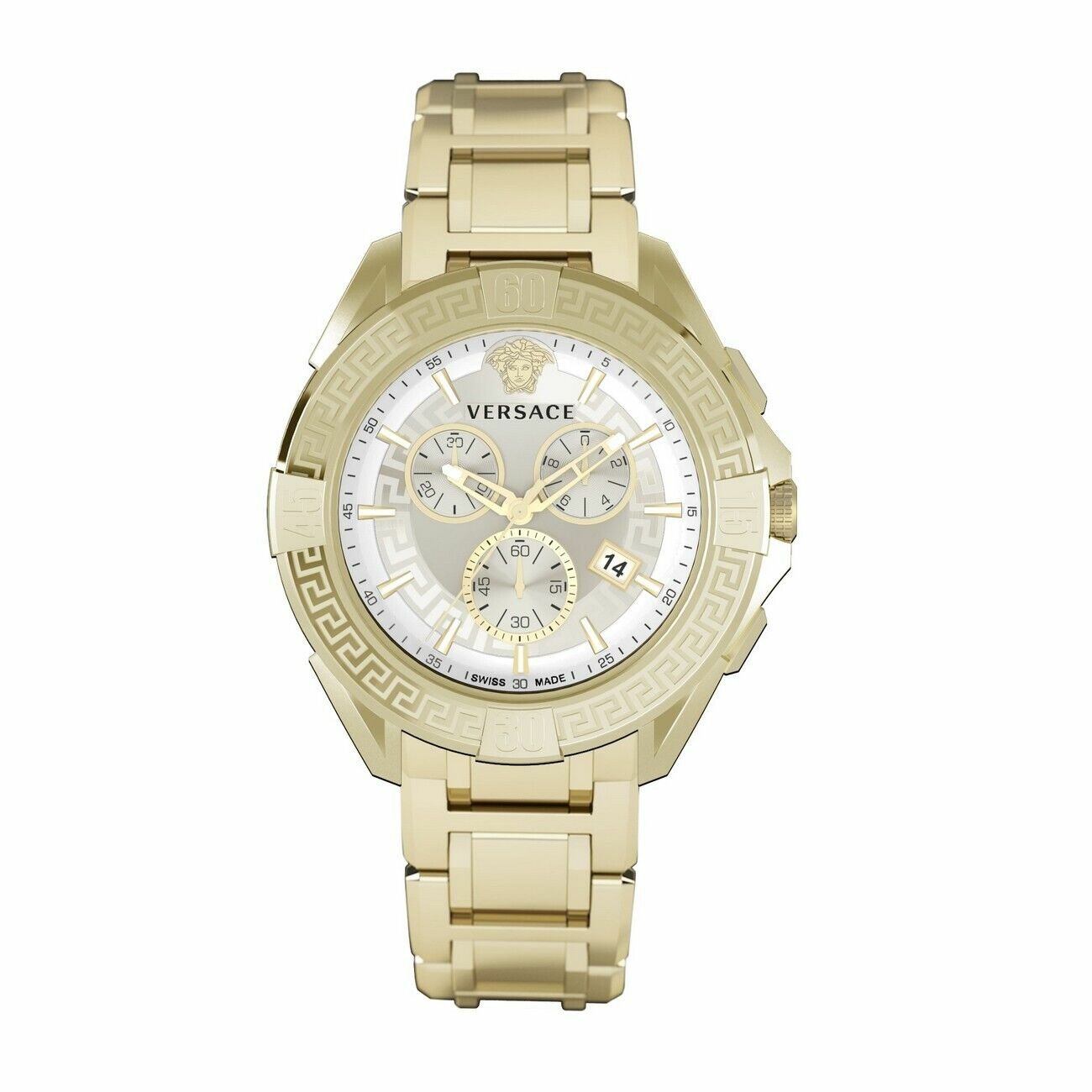 Versace Herren Armbanduhr Chronograph CHRONO SPORTY gold, weiß 46 mm VE5CA0623 Versace Herren Armbanduhr Chronograph CHRONO SPORTY gold, weiß 46 mm VE5CA0623