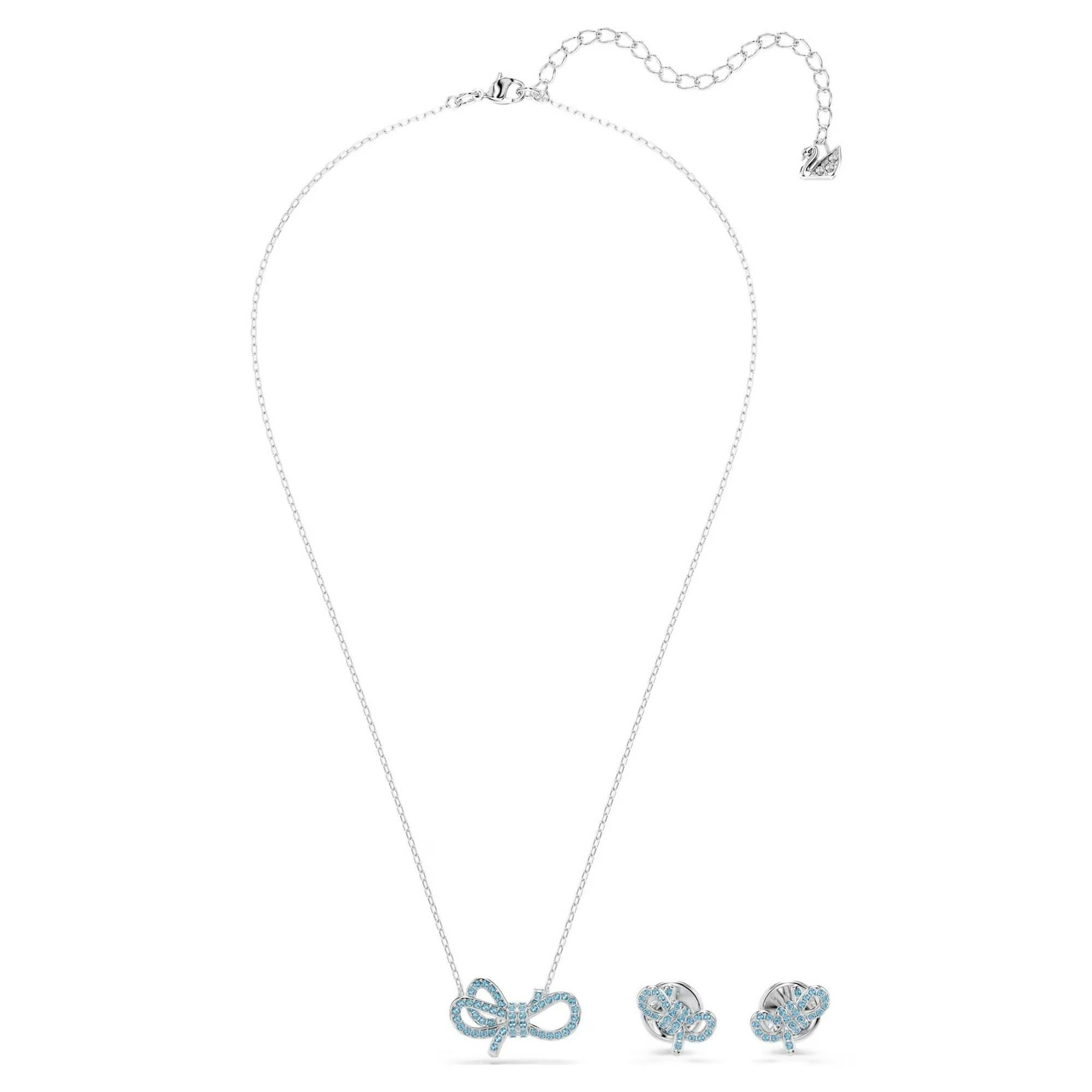 Swarovski Lifelong Bow Set Damen Halskette und Ohrringe Blau Rhodiniert 5723554 – Bild 2