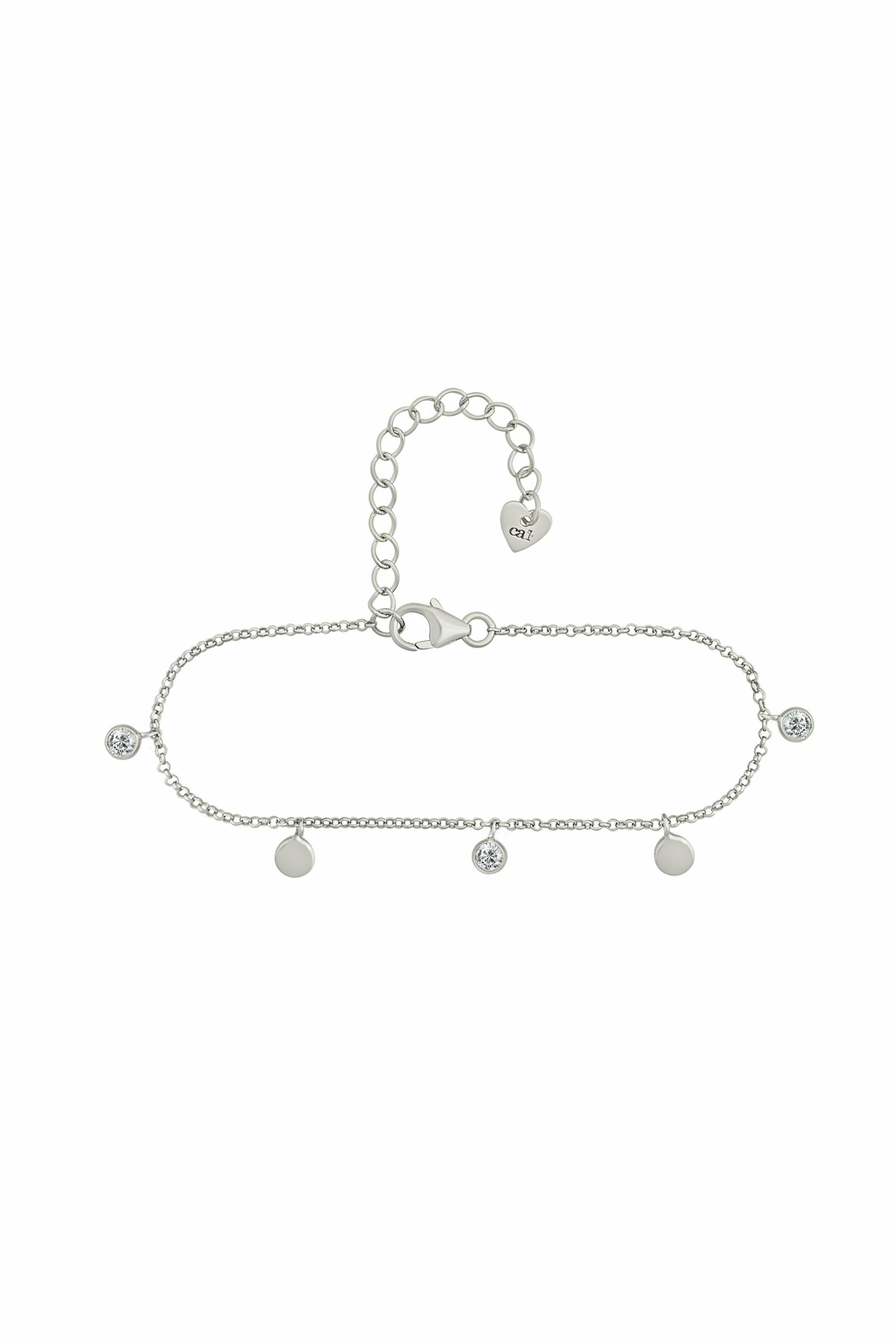 Armband 925/- Sterling Silber rhodiniert Anhänger Plättchen Zirkonia 41184807092... – Bild 3