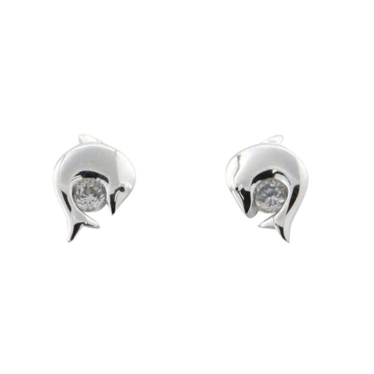Mädchen Ohrstecker mit Delfinen und Zirkonia Silber 5.1309.R – Bild 2