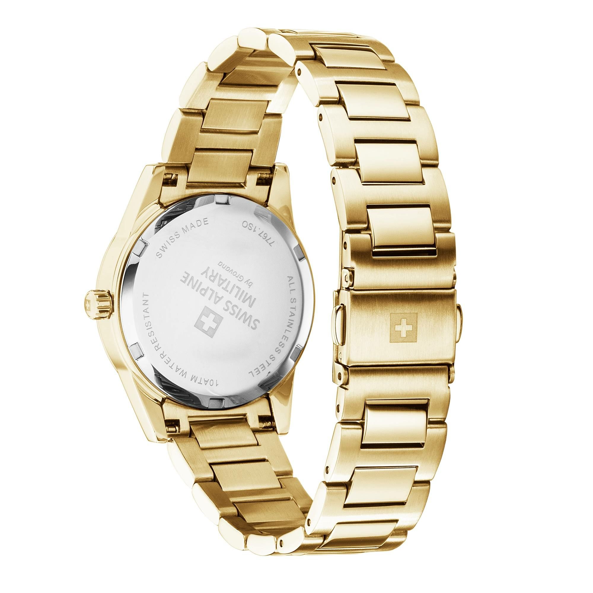 Swiss Alpine Military Damenuhr Argos gold schwarz 34mm Artikelnummer 7767.1117 – Bild 3