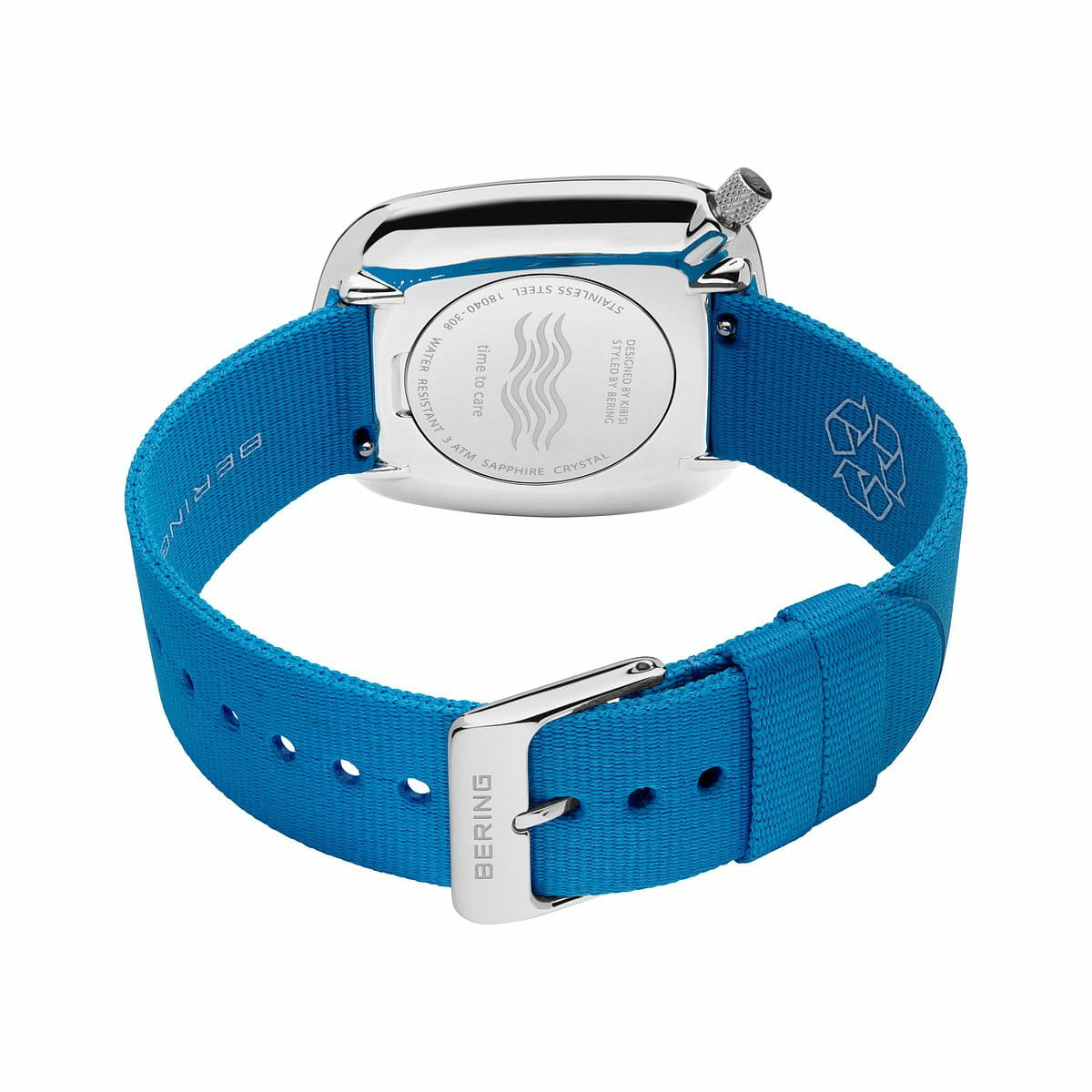 Bering Armbanduhr OCEAN PEBBLE MIT RECYCELTEM OZEAN-PLASTIK blau 18040-308 – Bild 3