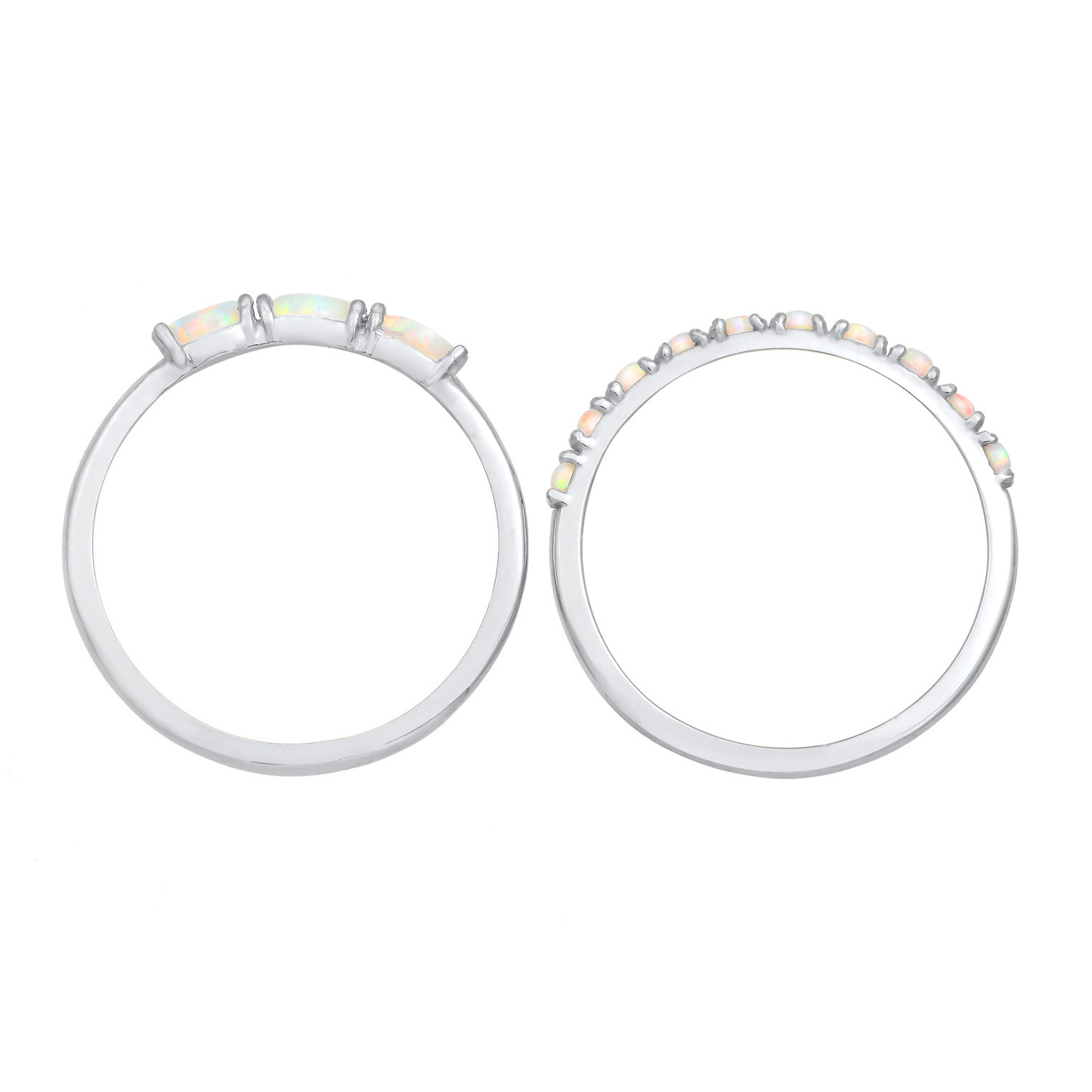Ring Set Vintage Design Synthetischer Opal 925 Silber – Bild 2