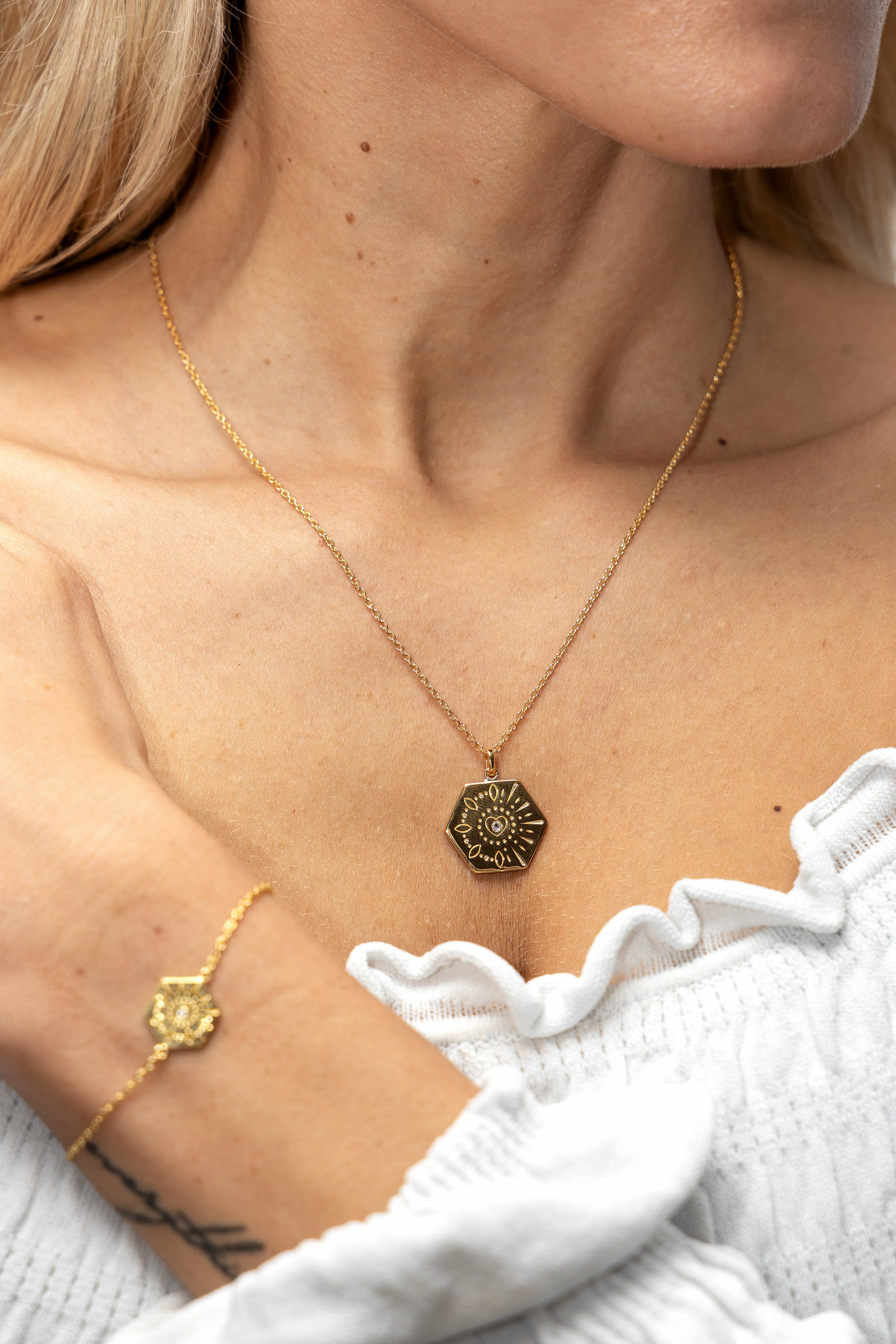 Armband 925 Sterling Silber Topas Tattoo Motiv Hexagon 41185164853342 – Bild 2