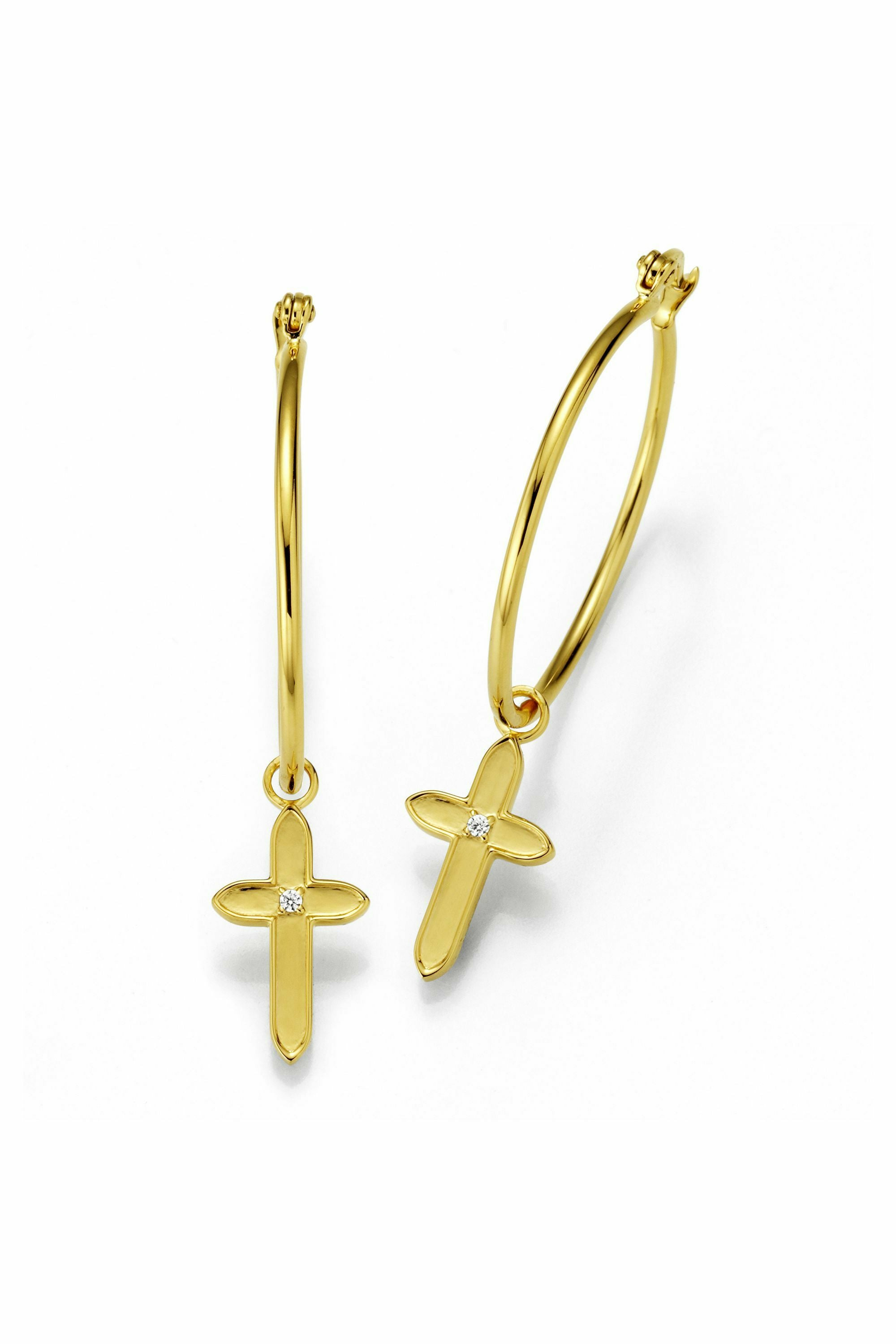 Creolen 925/- Silber vergoldet Zirkonia Kreuz 41184449790046 – Bild 2
