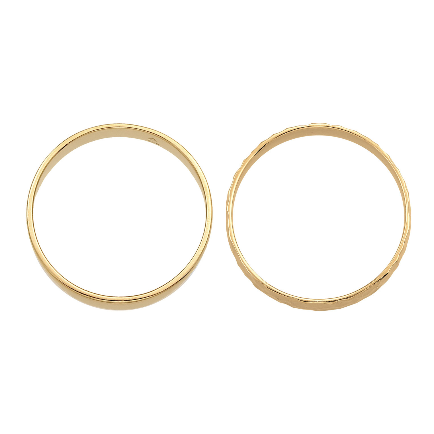 Ring Set Unisex Basic Gehämmert 925 Silber – Bild 2