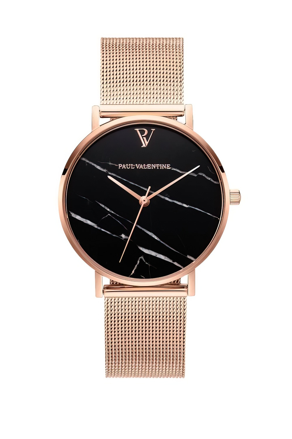 Paul Valentine Damen Armbanduhr BLACK MARBLE ROSE GOLD MESH 36 MM PV36911 – Bild 3