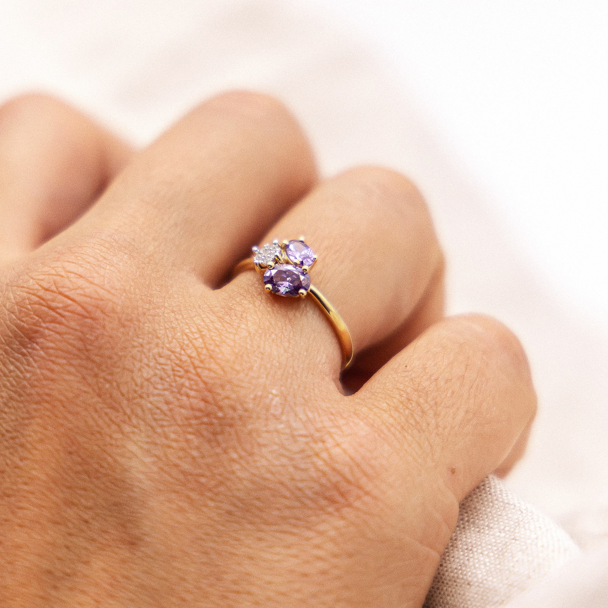 Vivance Gold 375 mit echtem Amethyst + Zirkonia Ring 41675918508126 – Bild 2