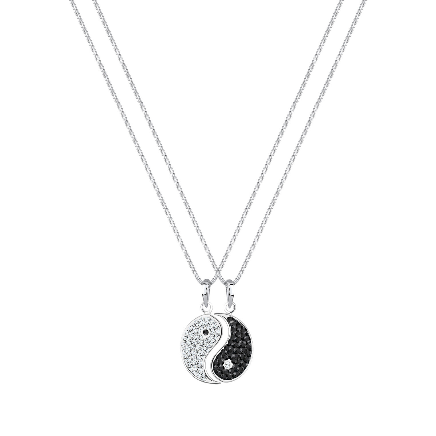 Halskette Partnerkette Yin Yang 925 Sterling Silber, mit Kristallen von Swarovsk... Halskette Partnerkette Yin Yang 925 Sterling Silber, mit Kristallen von Swarovsk...