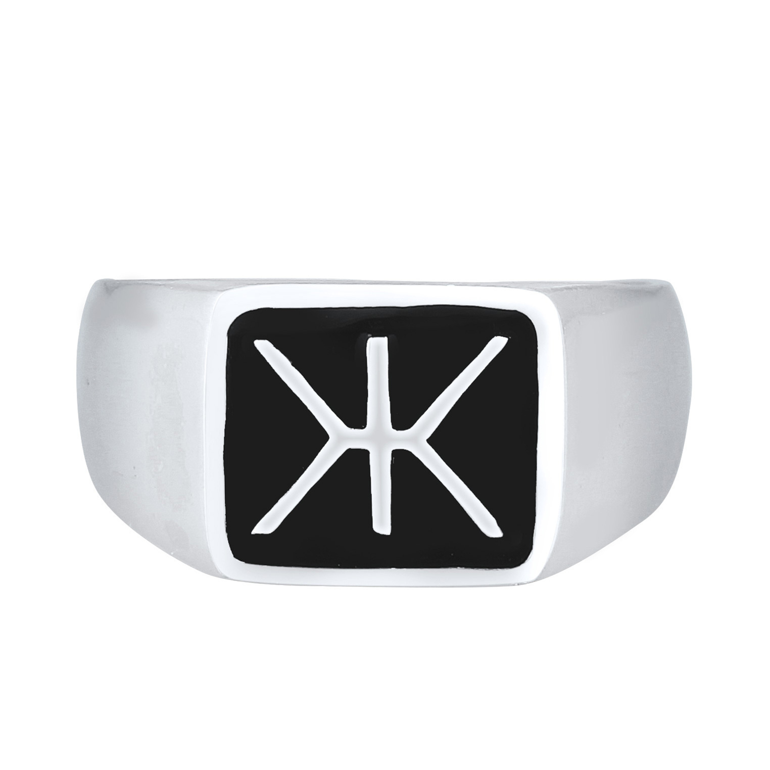Ring Herren Siegelring Emaille Logo Basic 925 Silber Ring Herren Siegelring Emaille Logo Basic 925 Silber