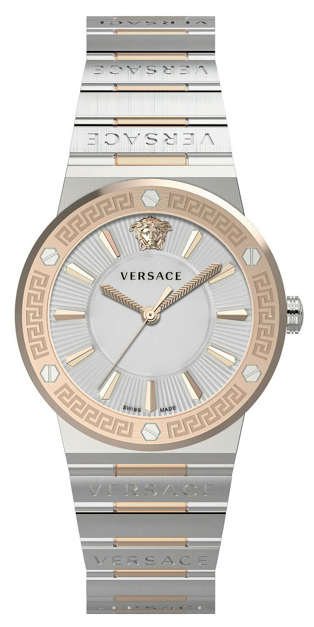 Versace Damen Armbanduhr Greca Logo Silber Gold VEVH01020 Versace Damen Armbanduhr Greca Logo Silber Gold VEVH01020
