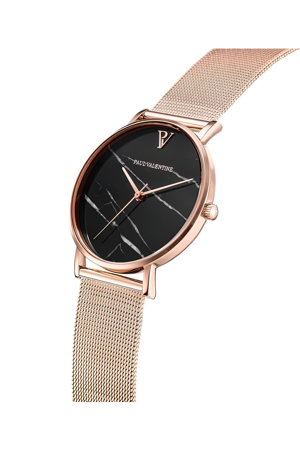 Paul Valentine Damen Armbanduhr BLACK MARBLE ROSE GOLD MESH 36 MM PV36911 – Bild 2
