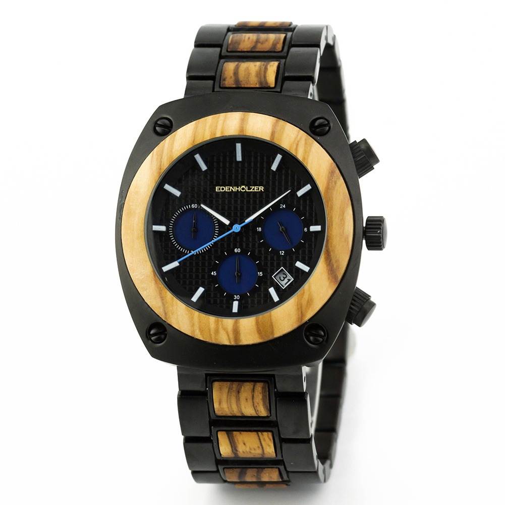 Edenhölzer Holzuhr Herren Armbanduhr Chronograph Padang ED103-001 – Bild 3