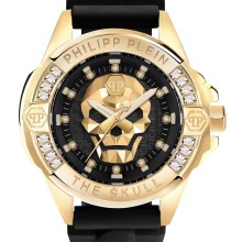 Philipp Plein Unisex Uhr The $kull Genderless Crystal Titan Gold Philipp Plein Unisex Uhr The $kull Genderless Crystal Titan Gold