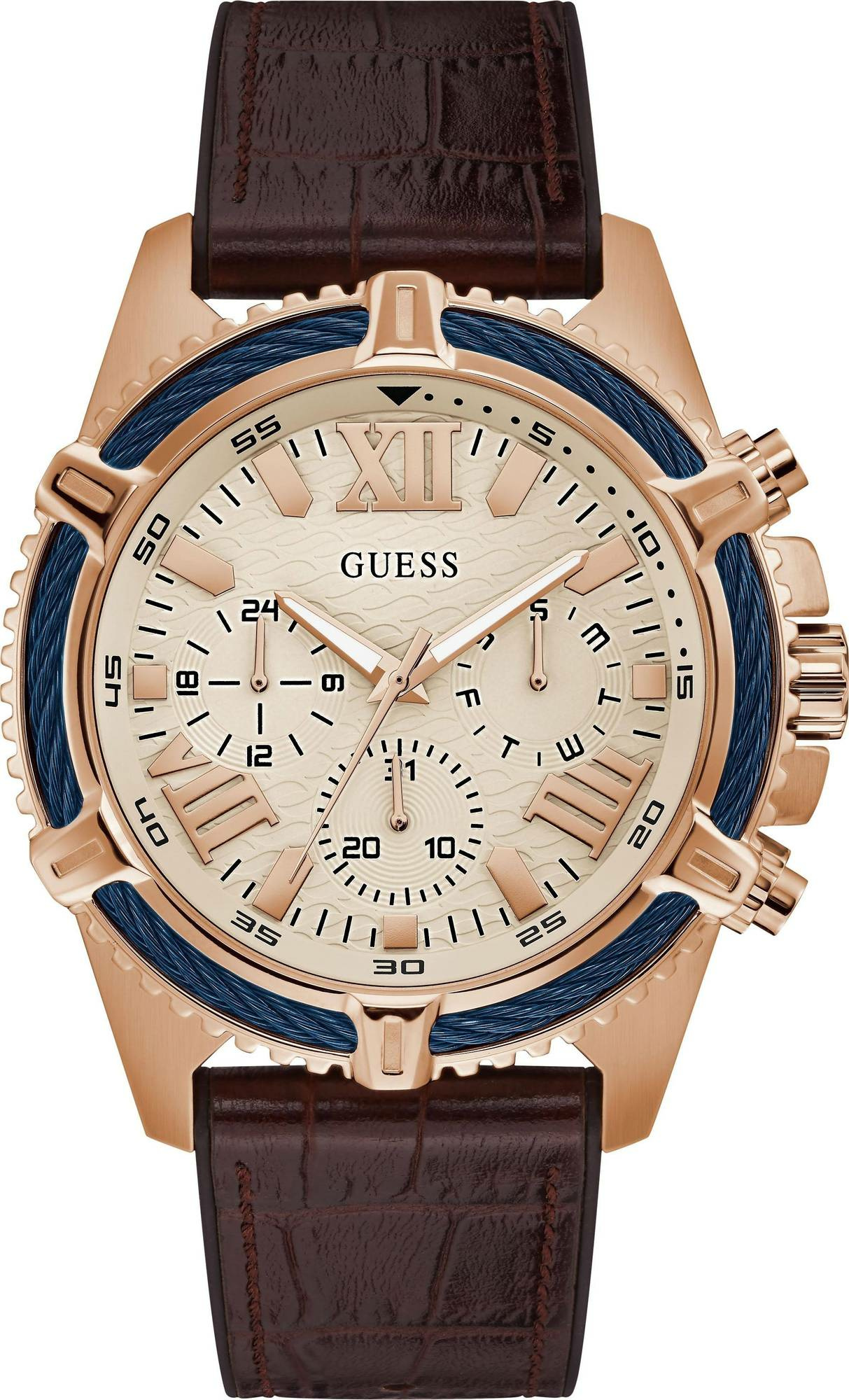 Guess Herren Armbanduhr Leder armband braun 48 mmGW0053G4 Guess Herren Armbanduhr Leder armband braun 48 mmGW0053G4