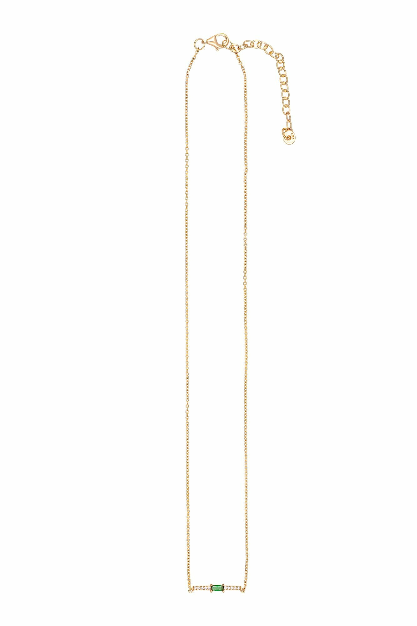 Collier 925 Silber vergoldet grüner Glasstein und Zirkonia 41185180745822 Collier 925 Silber vergoldet grüner Glasstein und Zirkonia 41185180745822