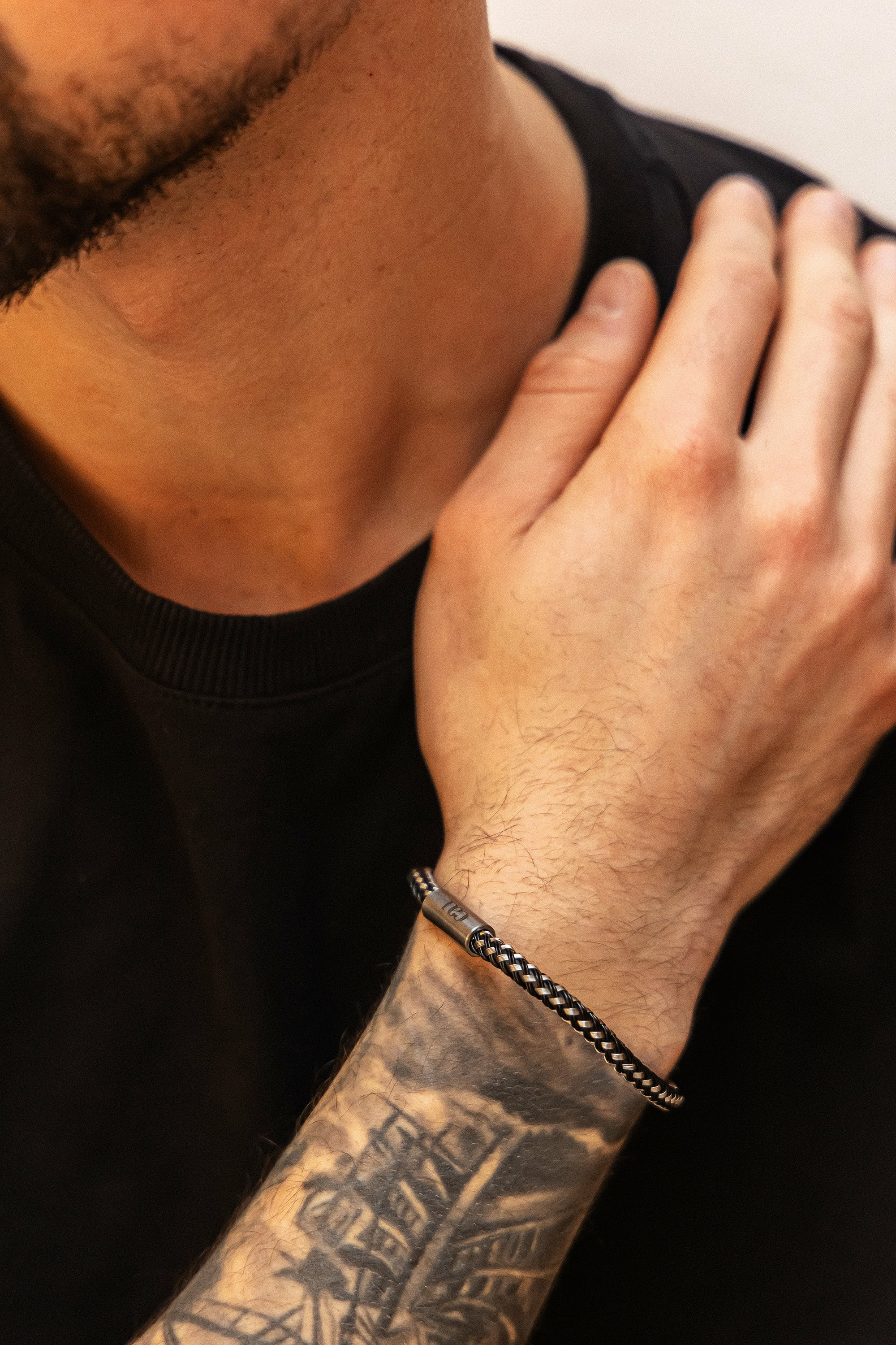 Armband Leder schwarz 21cm 41185221541982 – Bild 2