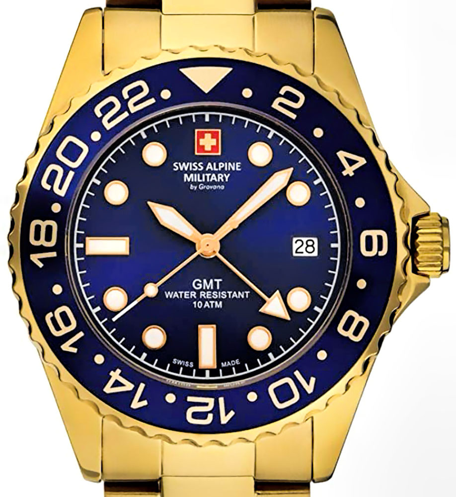 Swiss Alpine Military Herren Uhr GMT Analog Quarz 7052 Edelstahl 10 ATM 7052.111... – Bild 3