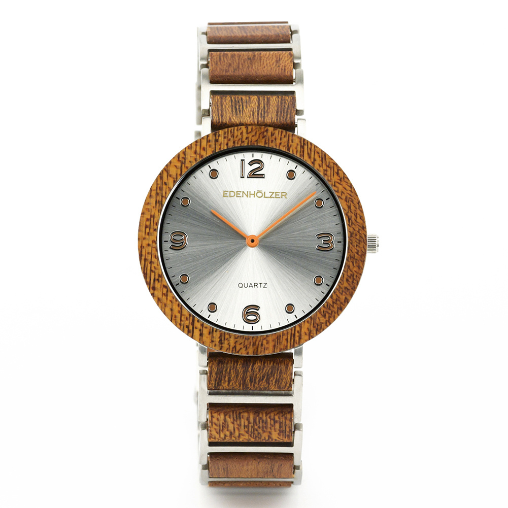 Edenhölzer Holzuhr Damen Armbanduhr Quarz Holzarmband Uhr Hardlex Flores – Bild 2
