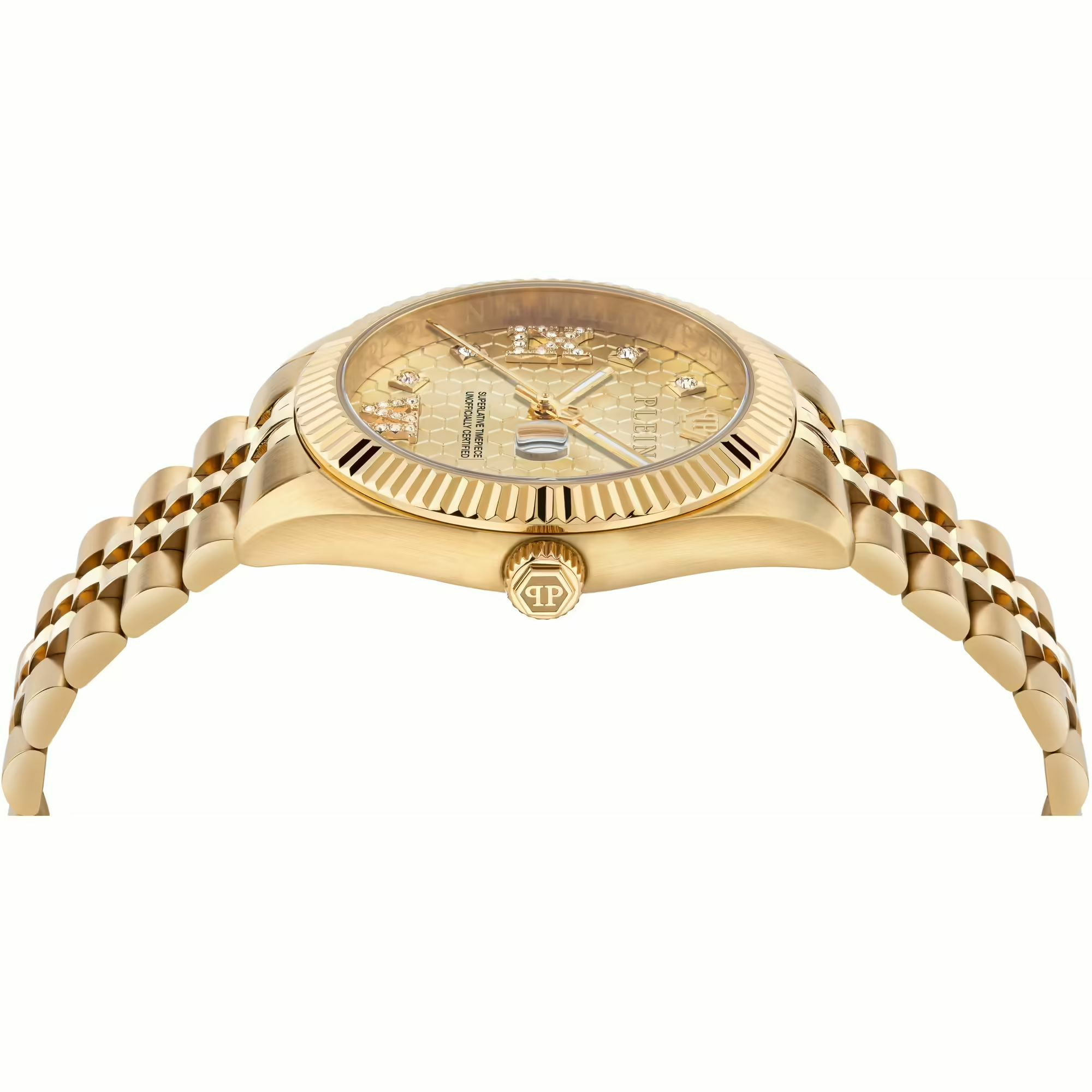 Philipp Plein Damenuhr Date Superlative Crystal PWYFA0425 Gold Edelstahl 34 mm Philipp Plein Damenuhr Date Superlative Crystal PWYFA0425 Gold Edelstahl 34 mm