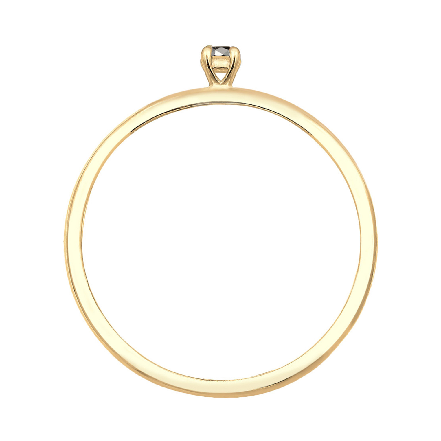 Ring Verlobung Solitär Diamant Schwarz Brillantschliff (0.003 ct) 585 Gelbgold – Bild 3