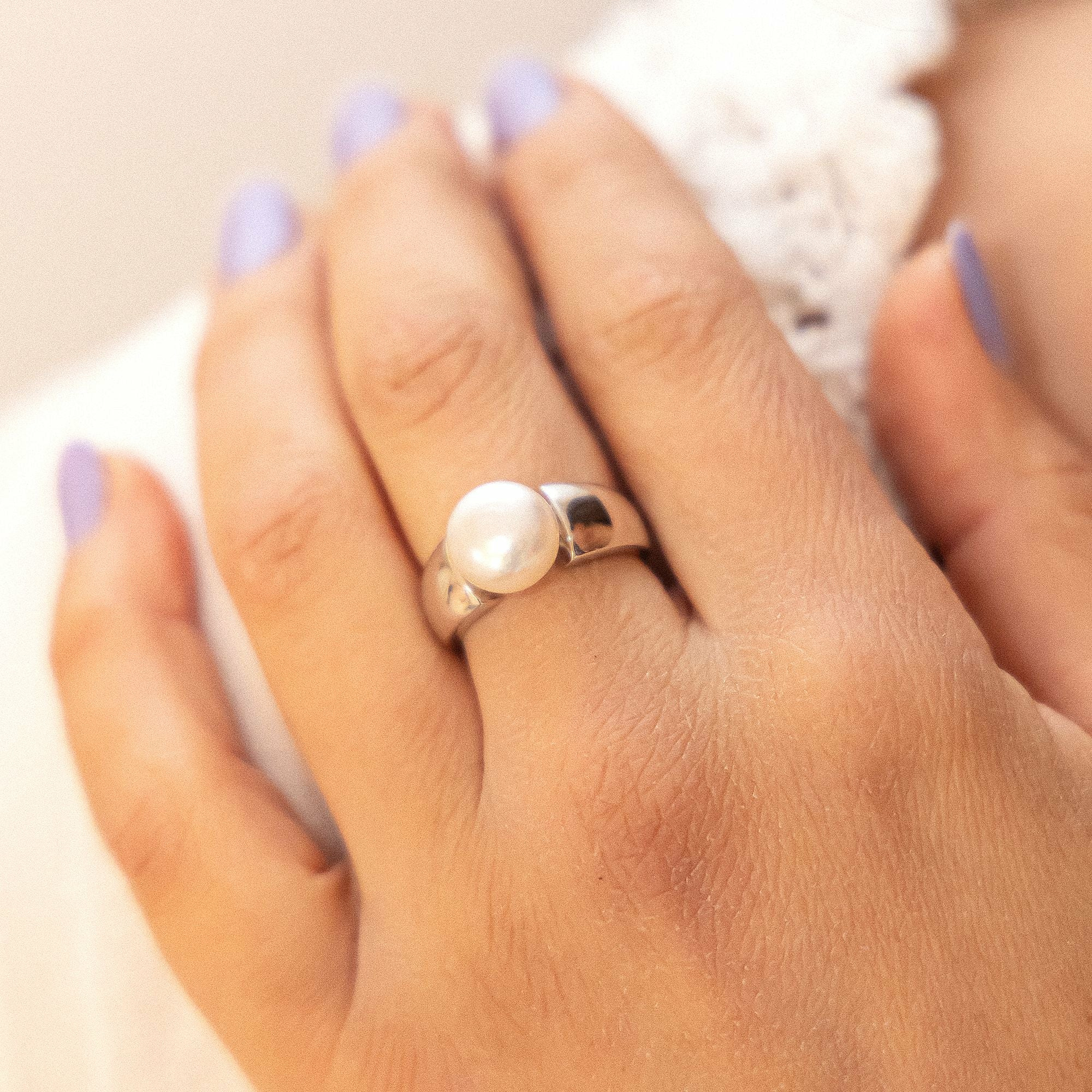 Zeeme Pearls Silber 925 rhodiniert mit einer weißen Perle 10-10,5mm Ring 4167825... – Bild 2