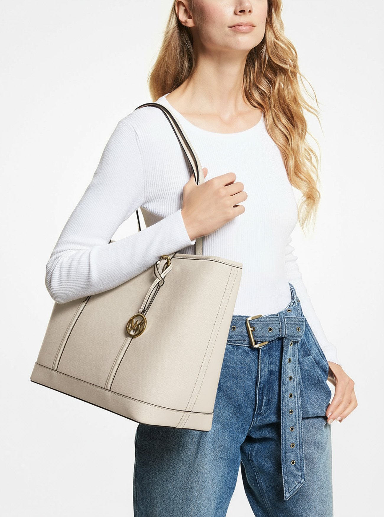 Michael Kors Tote Bag Damen Jet Set Travel Large LT Cream 35F0GTVT9L Michael Kors Tote Bag Damen Jet Set Travel Large LT Cream 35F0GTVT9L