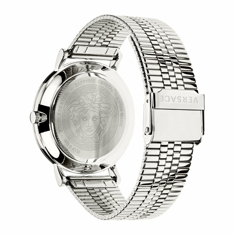 Versace Herren Armbanduhr V-ESSENTIAL silber, blau 40 mm VEJ400821 Versace Herren Armbanduhr V-ESSENTIAL silber, blau 40 mm VEJ400821