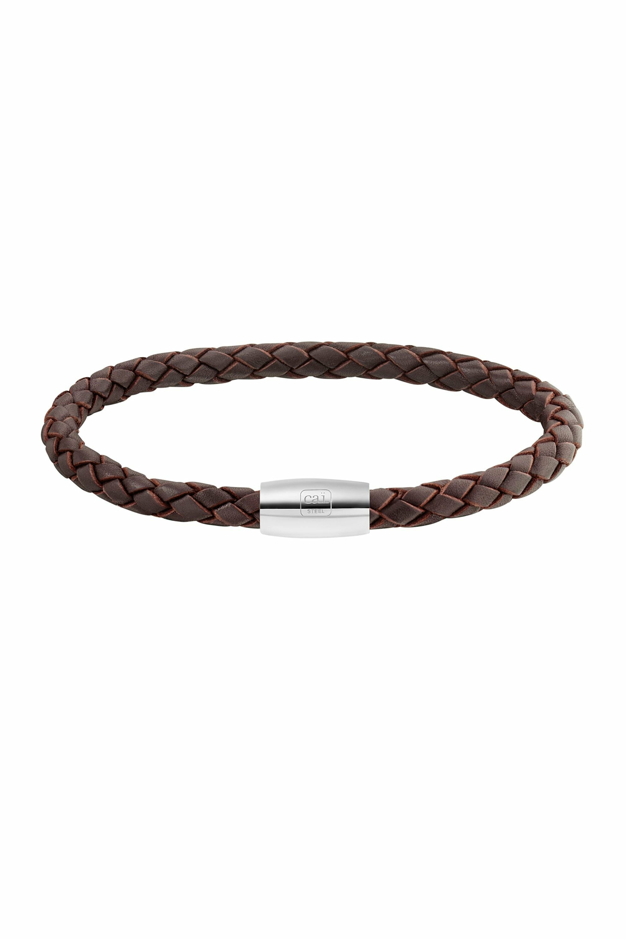 Armband Edelstahl Leder braun 23cm 41184438845534 – Bild 2