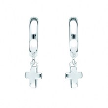 Damen & Herren 925 Silber Ohrringe  Creolen Kreuz Ø 11,7 mm Damen & Herren 925 Silber Ohrringe  Creolen Kreuz Ø 11,7 mm