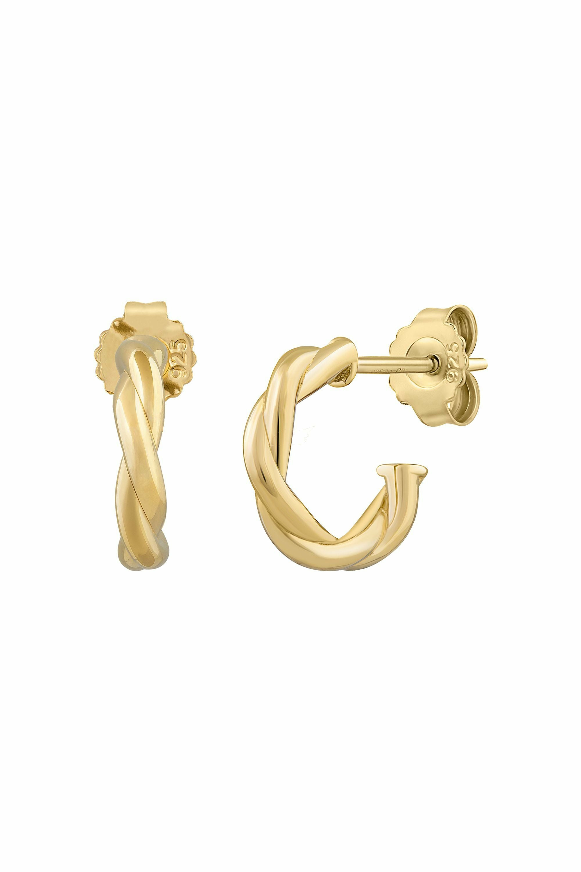 Creole 925 Sterling Silber vergoldet twisted small 41185105281118 – Bild 3