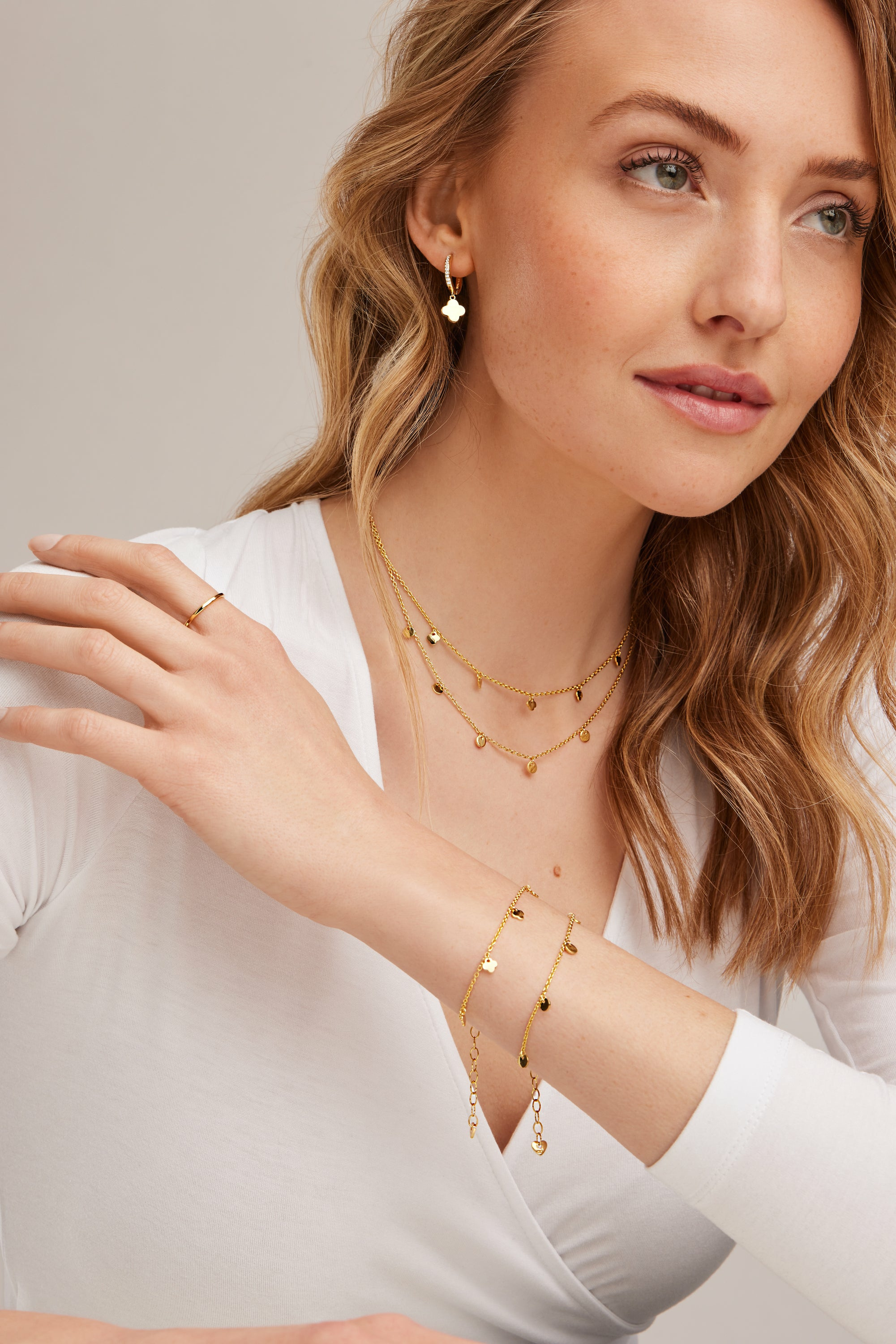 Collier 925 Silber vergoldet Anhänger Kleeblatt 41184952615006