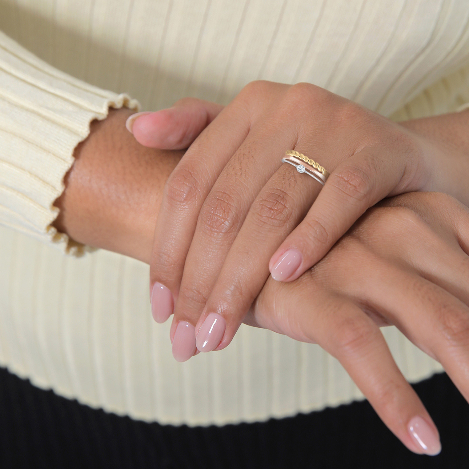 Ring Ringset Solitär 925 Silber, mit Kristallen von Swarovski® – Bild 3