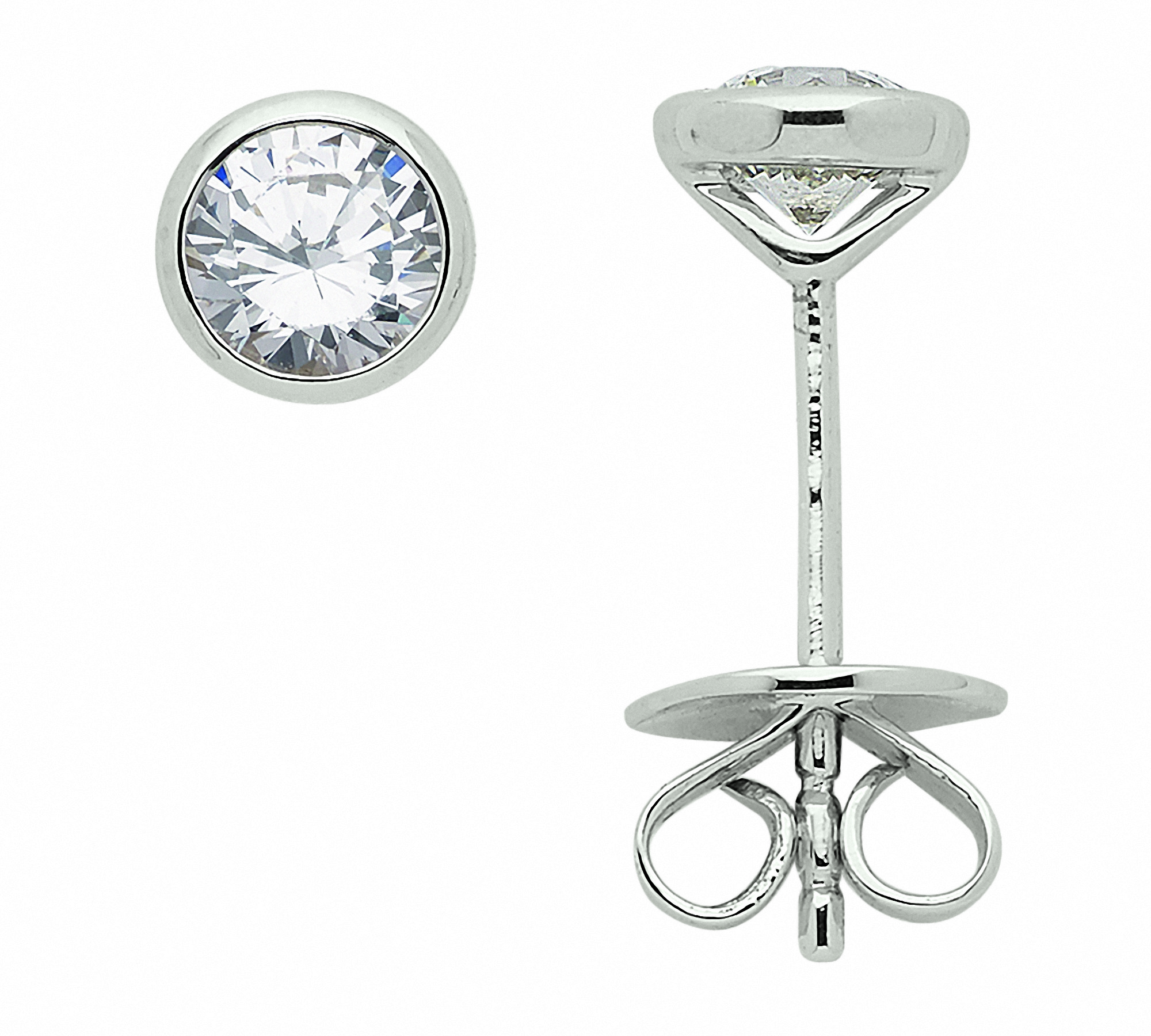 Damen 585 Weißgold Ohrringe Ohrstecker mit Diamant Brillant Ø 5 mm Damen 585 Weißgold Ohrringe Ohrstecker mit Diamant Brillant Ø 5 mm