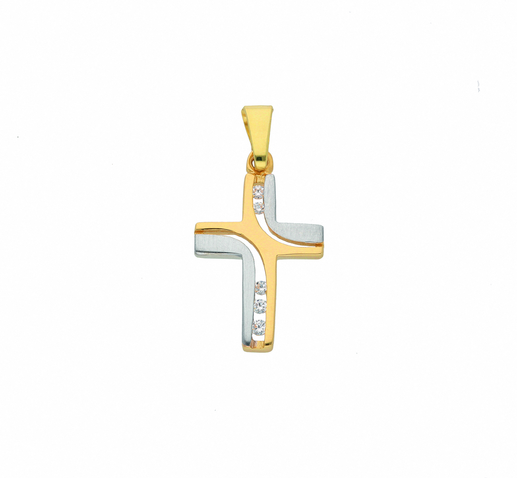 Damen & Herren 585 Gold Kreuz Anhänger mit Zirkonia Damen & Herren 585 Gold Kreuz Anhänger mit Zirkonia
