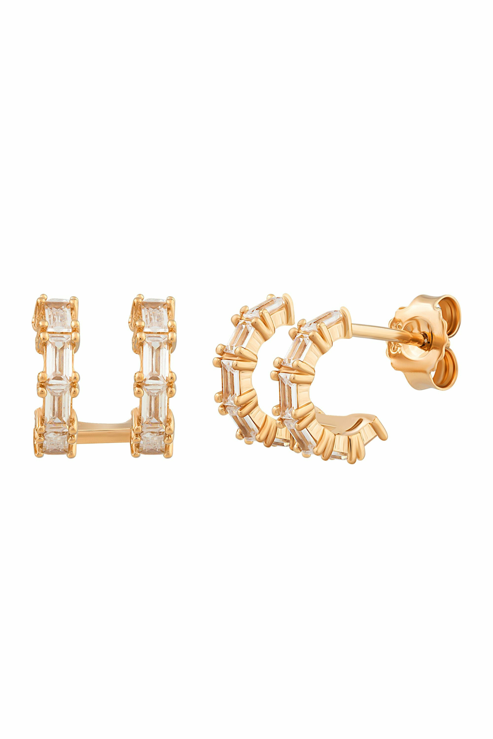 Creole 925 Sterling Silber vergoldet Double Design mit Zirkonia 41185105772638 – Bild 3