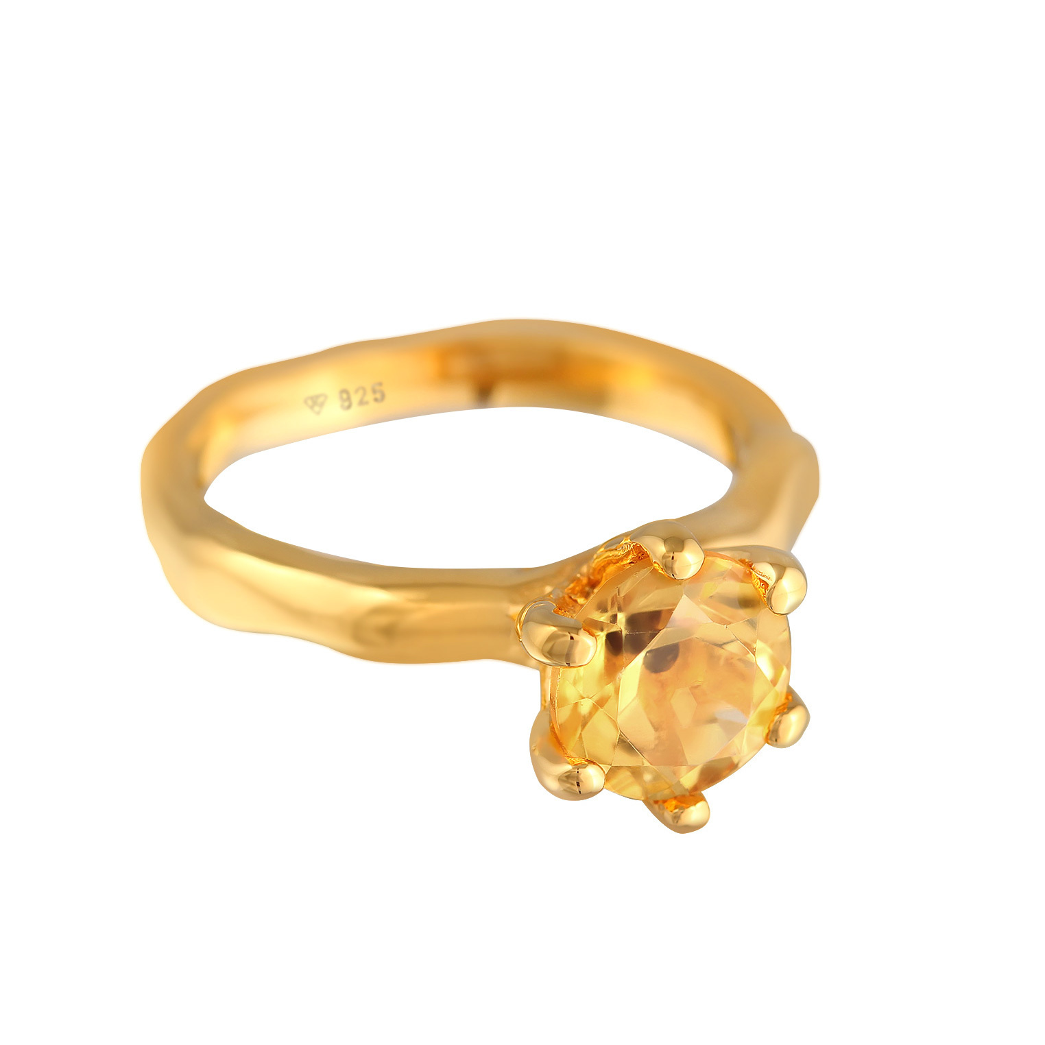 Ring Citrine Solitär Organic Design Elegant 925 Silber – Bild 3