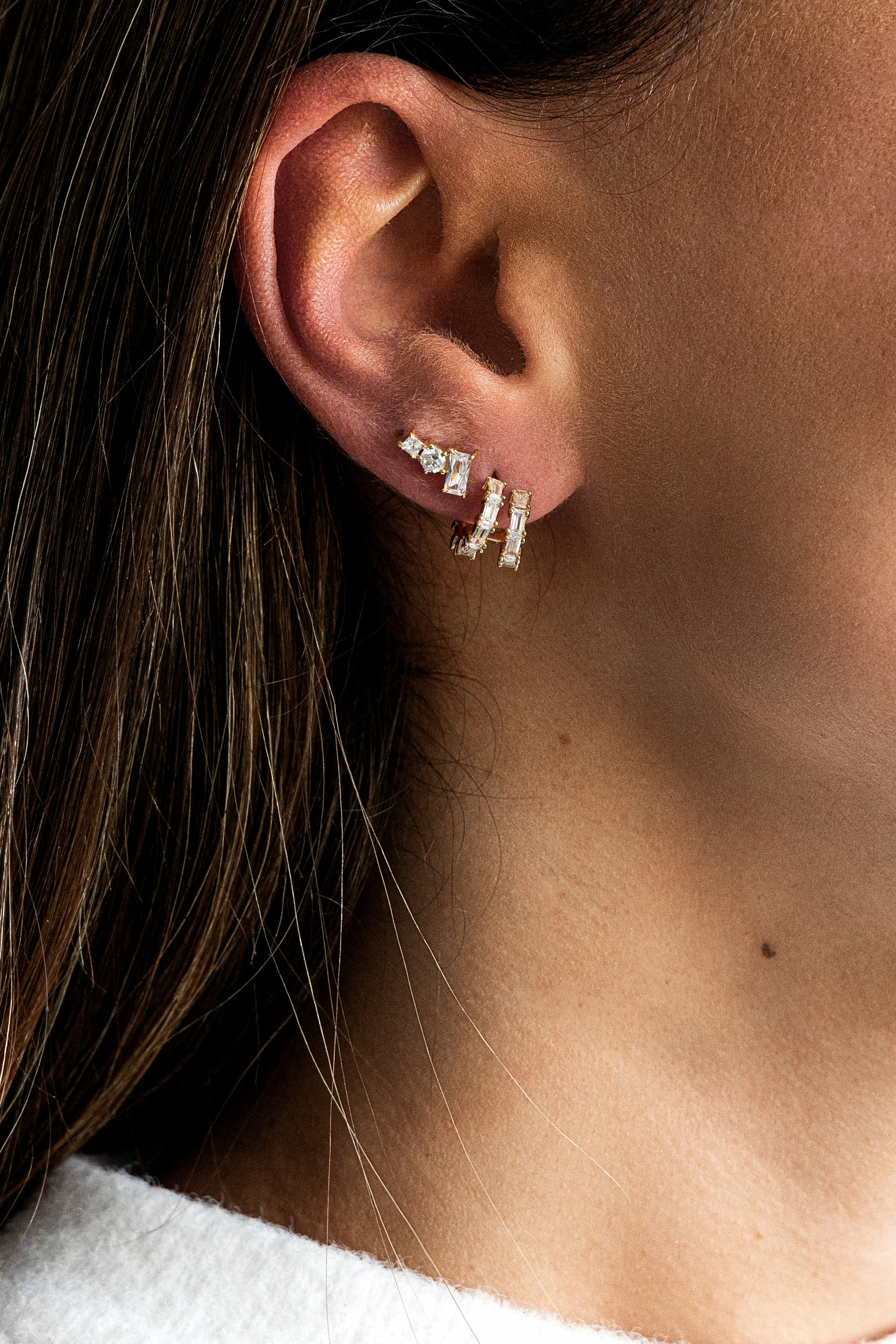 Creole 925 Sterling Silber vergoldet Double Design mit Zirkonia 41185105772638 Creole 925 Sterling Silber vergoldet Double Design mit Zirkonia 41185105772638