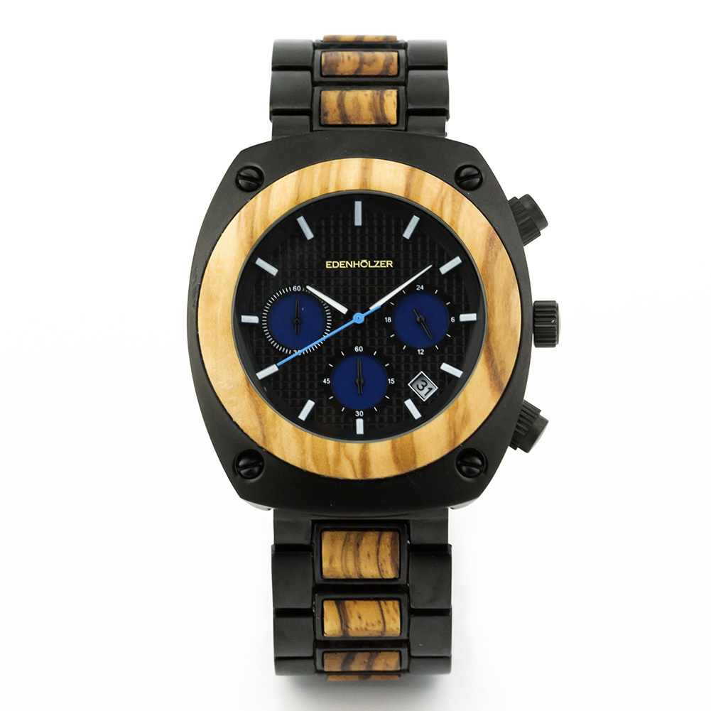 Edenhölzer Holzuhr Herren Armbanduhr Chronograph Padang ED103-001 – Bild 2