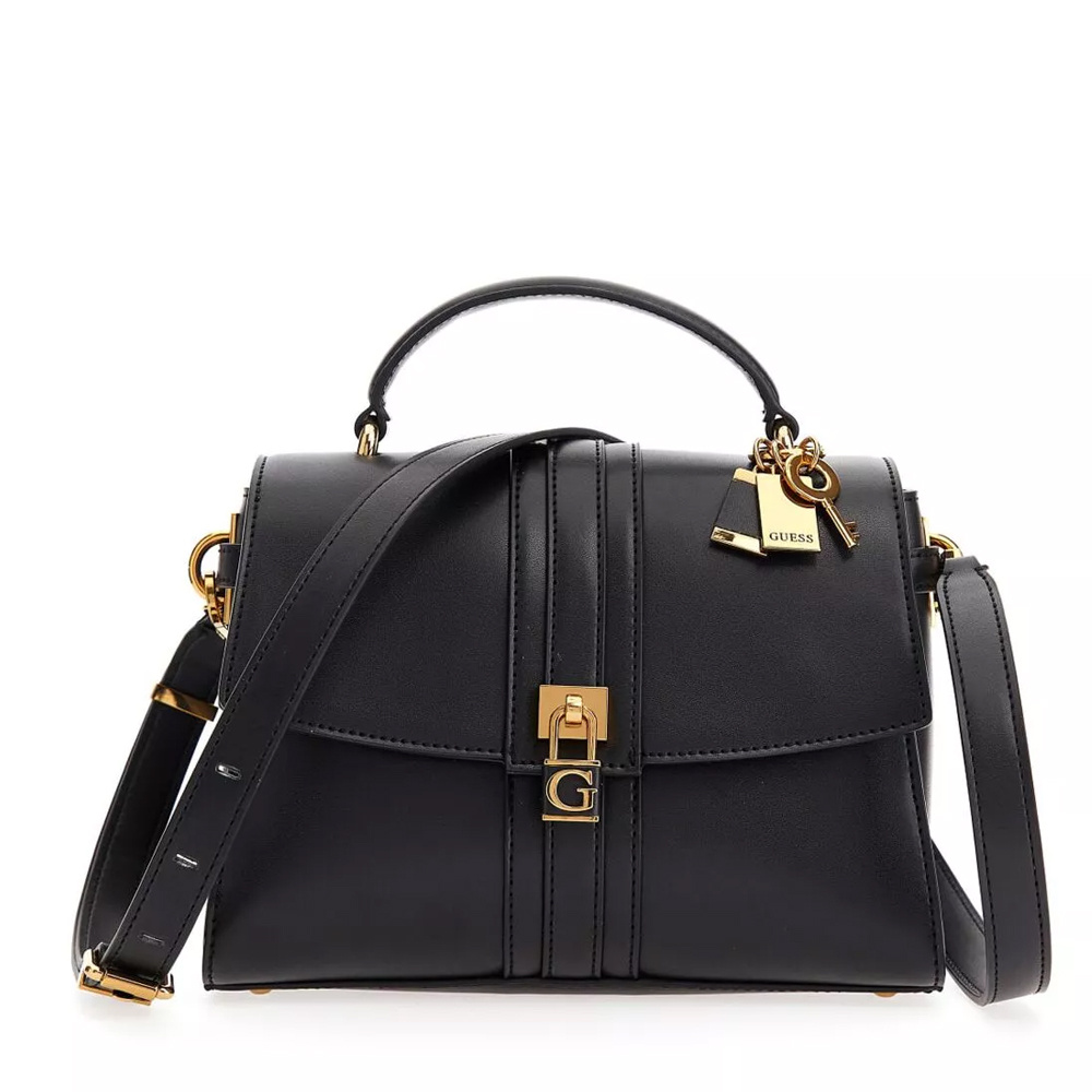 Guess Damen Handtasche Ginevra Top Handle Flap Schwarz HWVZ8734200BLA – Bild 3