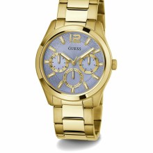Guess Herren Multifunkion Armbanduhr ZEN gold, hellblau 42 mm GW0707G2 Guess Herren Multifunkion Armbanduhr ZEN gold, hellblau 42 mm GW0707G2