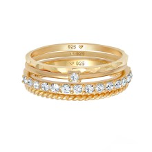 Ring Stapelring Gedreht 4er Set 925 Silber, mit Kristallen von Swarovski® Ring Stapelring Gedreht 4er Set 925 Silber, mit Kristallen von Swarovski®