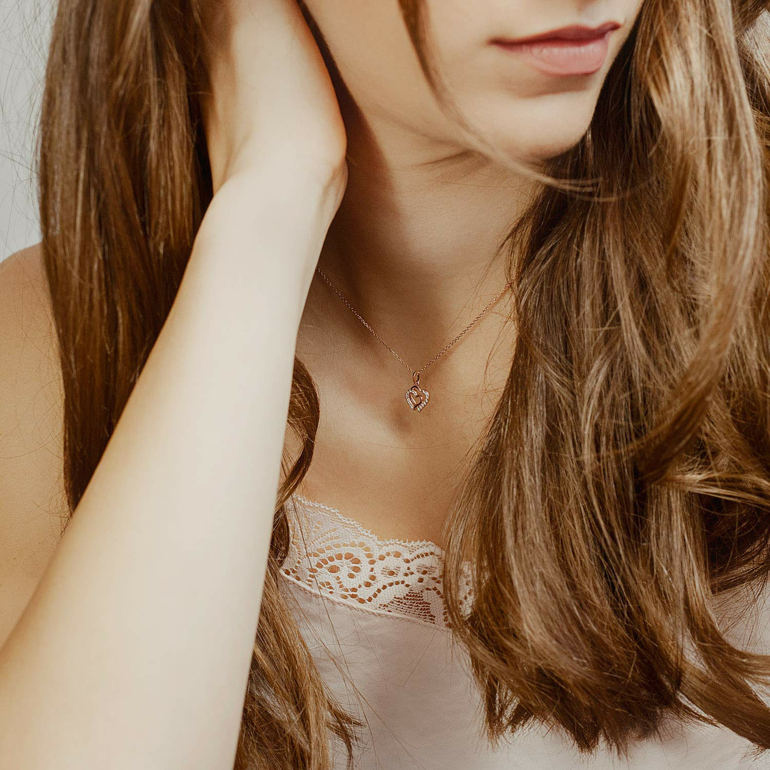 XENOX Halskette Damen Love Story Silber Anhänger Herz – Bild 2