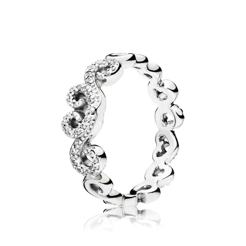 Pandora Ring 197117CZ-54 Frau Silber Herz wirbelt Pandora Ring 197117CZ-54 Frau Silber Herz wirbelt